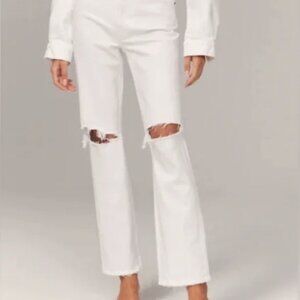 Abercrombie & Fitch 90s Straight White Distressed Jeans